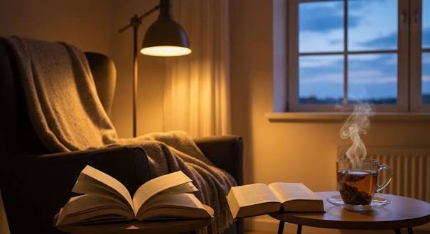 Calming tea and relaxation moment